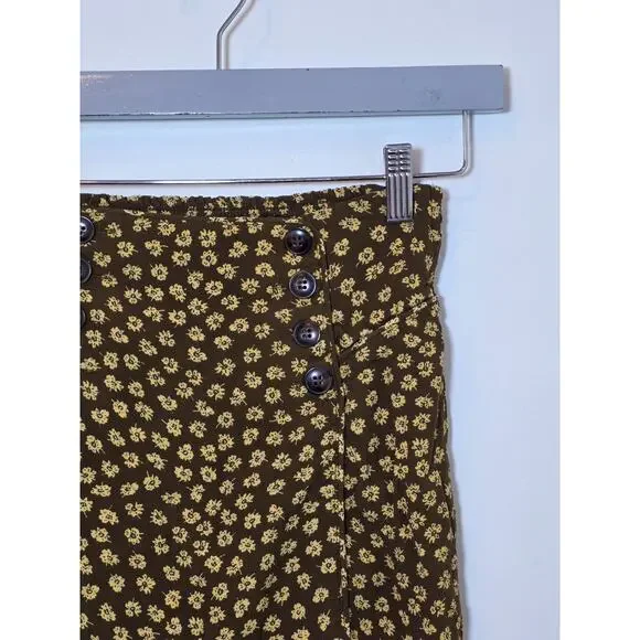 Madewell Piped Mini Skirt Woodcut Flowers Floral Printed Smocked Waist Size XS - Picture 3 of 8